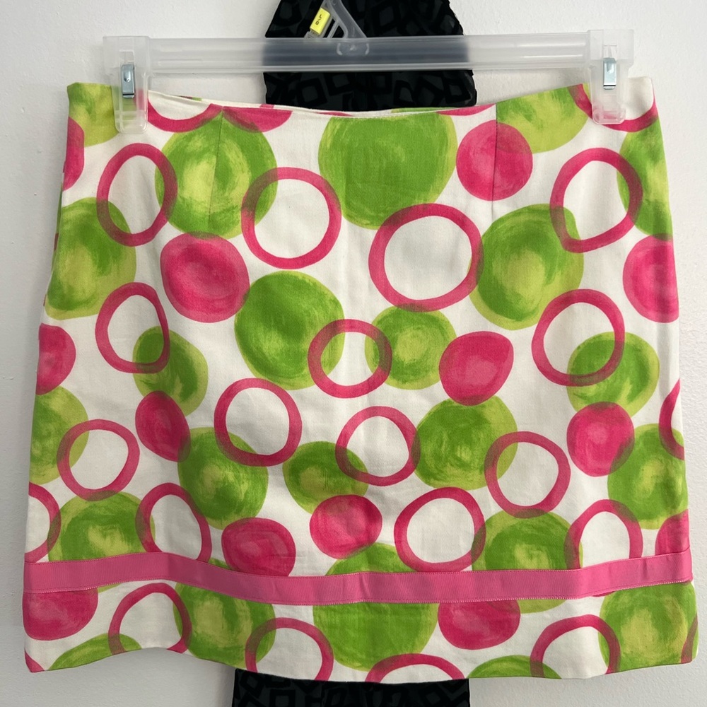 Molly B Pink & Green Circle Print Mini Skirt